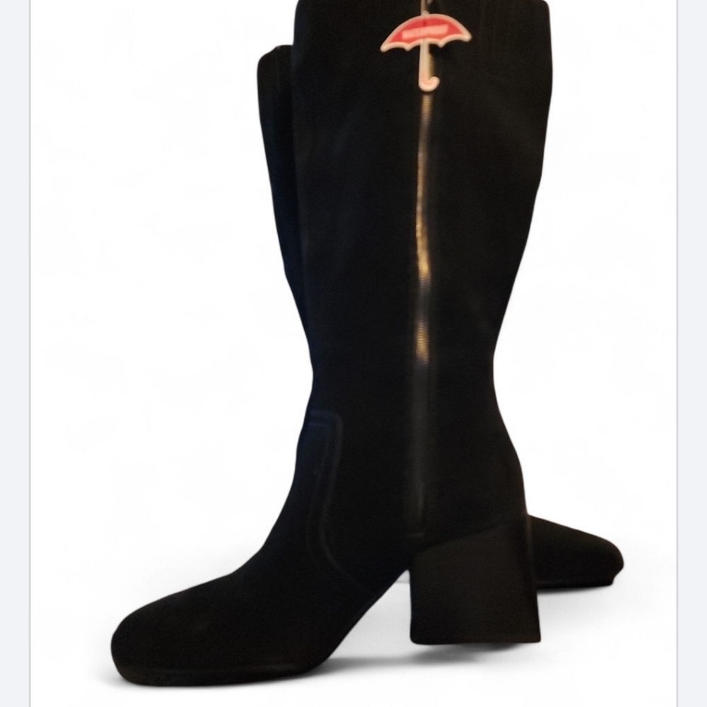 Blondo Tessa Knee High Waterproof Boots Black Suede Womens 7.5 M B7318W Mid Heel - Picture 6 of 10